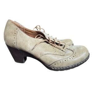 i Comfort Womens tan Wingtip Oxford‎ Heels Lace Up Brogue Shoes Size 10M